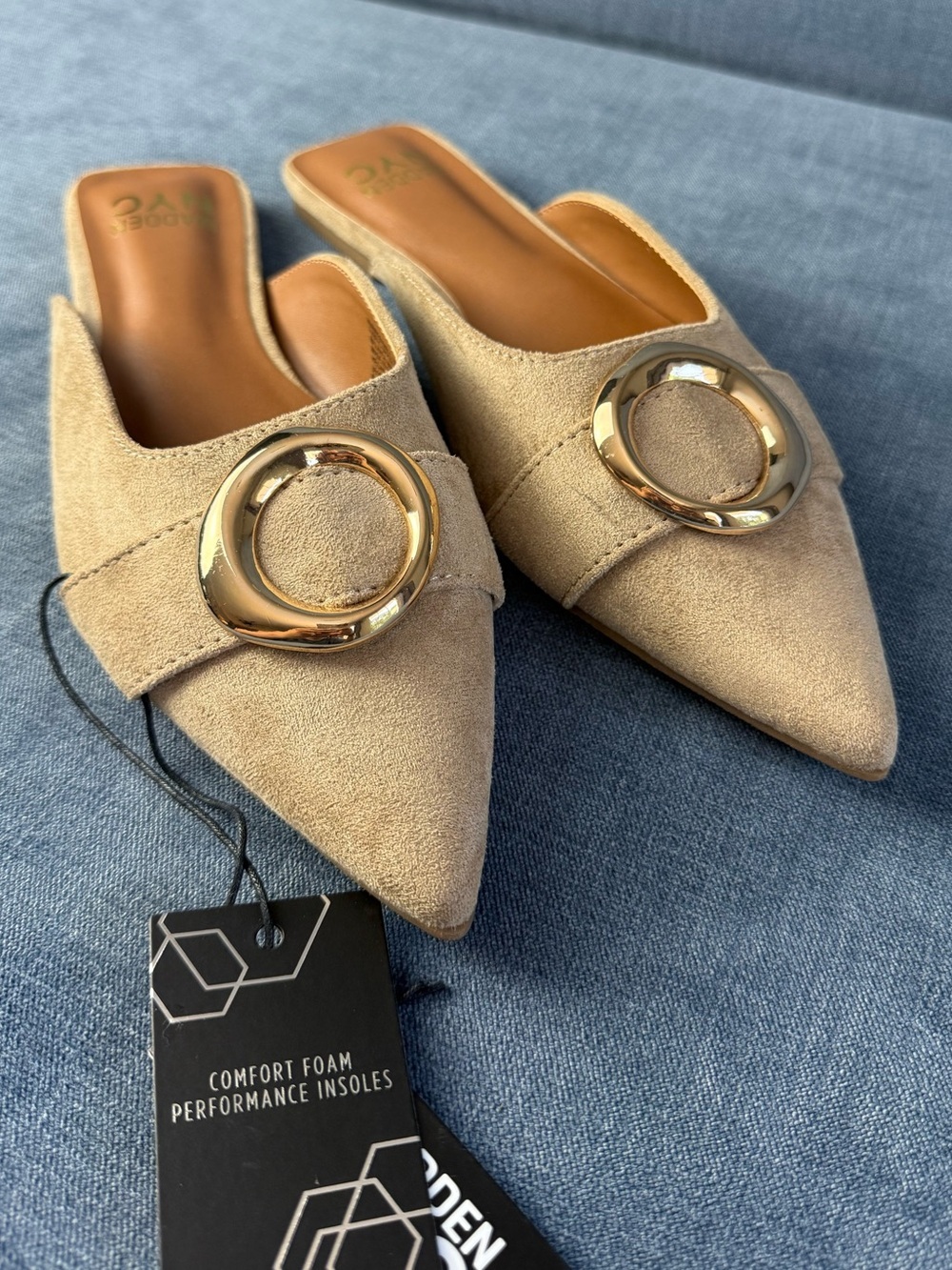 Madden NYC Womens Tan Pointed Toe Slip On Mules Shoes SZ 10 New Coquette Girl